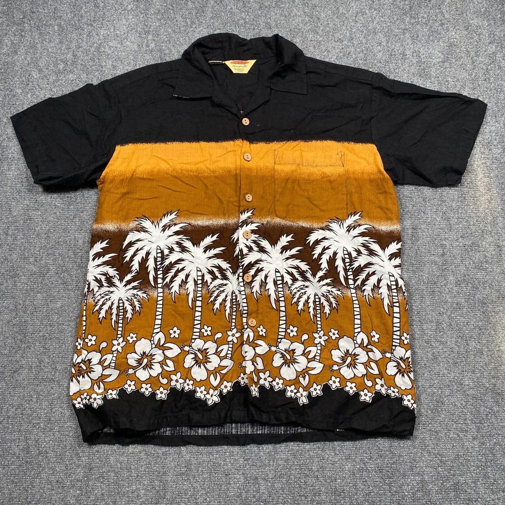 Kennington Ltd Hawaiian Shirt Mens Med Black Vintage Collection Tropical Beach
